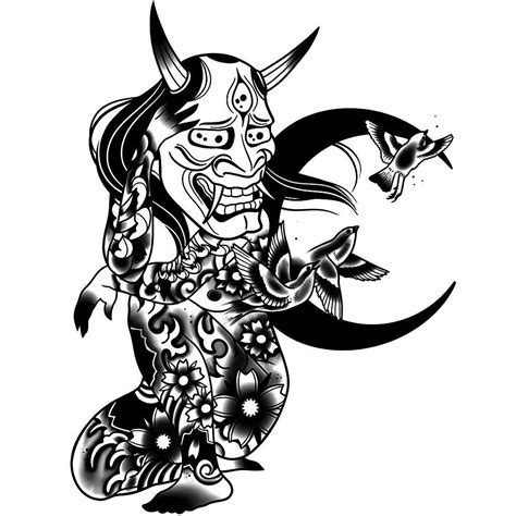 Hannya Babe Female Demons Animal Tattoo Semi Permanent Tattoo