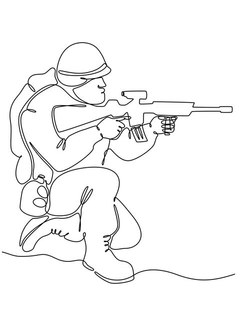 Dibujo De Línea Continua De Soldados Ilustración Vectorial 2781321