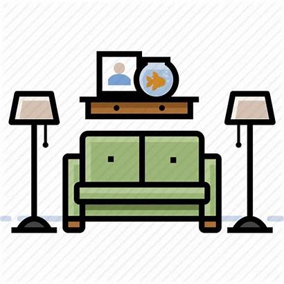 Living Icon Furniture Clipart Sofa Lamp Icons