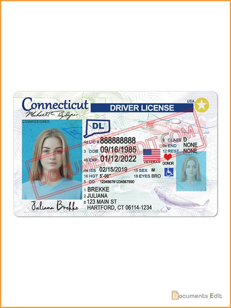 Connecticut Driver License Template V2 Documents Edit