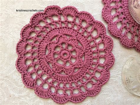 Kristinescrochets Crochet Floral Doily Coaster Free Pattern