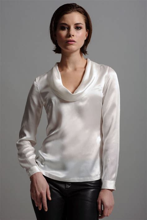 White Satin Cowl Neck Blouse Disappointed シルク サテン