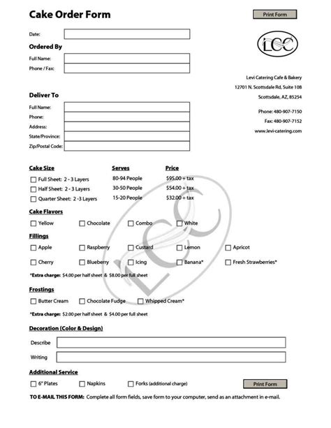 Check spelling or type a new query. Cake Order Forms Templates - SampleTemplatess ...