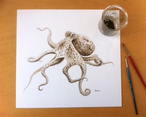 A Stunning Illustration Of A 95 Million Year Old Octopus Drawn With Its