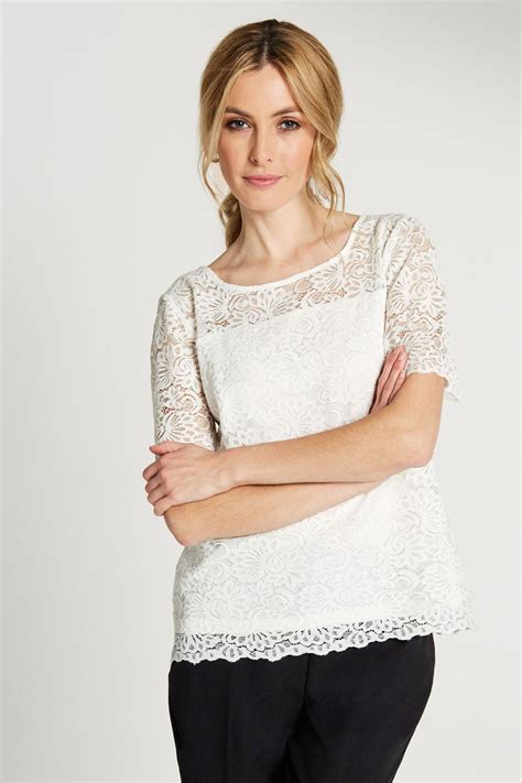 Lace Short Sleeve Top In A Beautiful Delicate Lace Fabric This