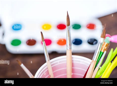 Watercolor Paints And Paintbrushes Stock Photo Alamy