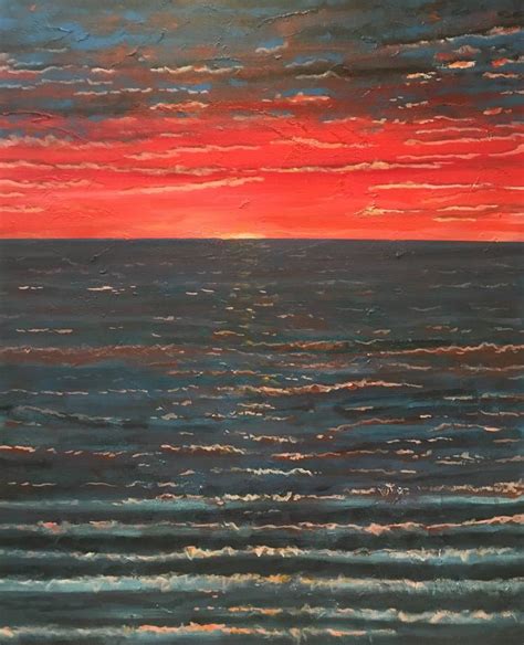 Ocean Sunset Painting By Mike Crozier Saatchi Art