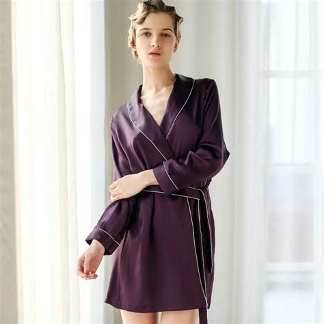 Womens 100 Pure Mulberry Silk Robe Luxury Pajama Robes Sexy Nightwear Silk Nighties Sexy