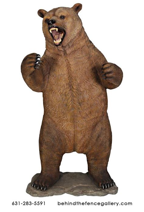 Roaring Standing Grizzly Bear Life Size Statue Roaring Standing Grizzly