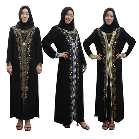 2018 Fashion Diamonds Muslim Dress Abaya Dubai Arab Islamic Clothing For Women Moroccan Kaftan