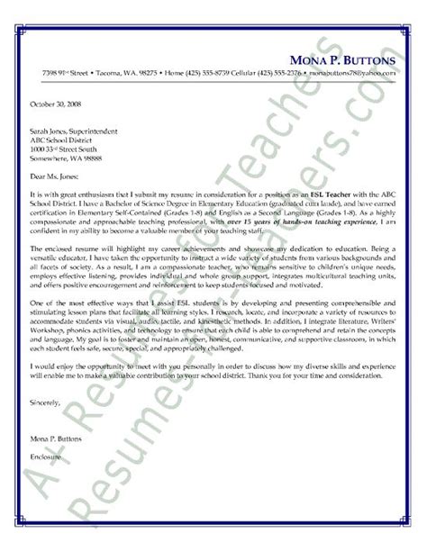 Esl teacher cover letter template. (ESL) English as a Second Language Teacher Cover Letter ...