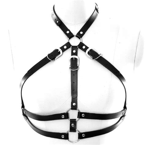 Leather Harness Body Bondage Lingerie O Ring Metal Chain Women Sexy Goth Bra Club Party Dance
