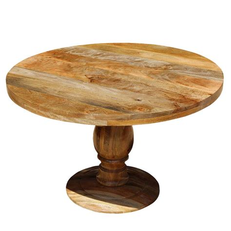 Rustic Mango Wood 48 Round Pedestal Dining Table