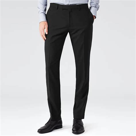 Pure Black Wool High Quality Mans Plain Front Formal Business Pant