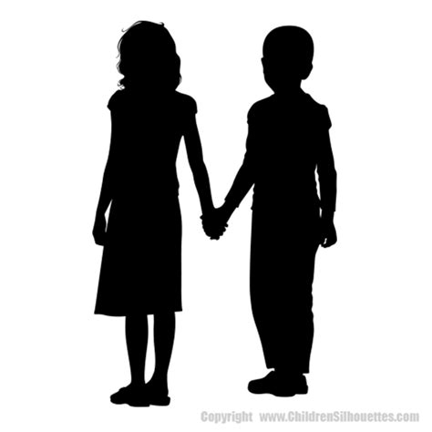 Girl And Boy Holding Hands Wall Silhouette Decal Childrens Decor Boy