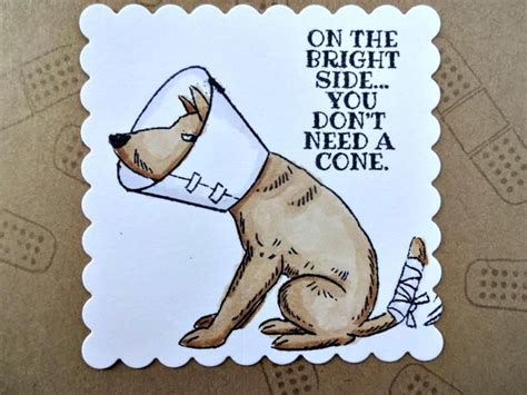 Funny Dog Get Well Soon Card Dog Cone Encouragement Feel Etsy Dog