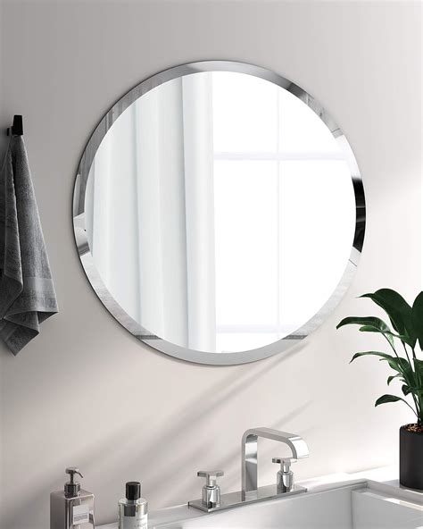 Kohros Round Beveled Polished Frameless Wall Mirror For