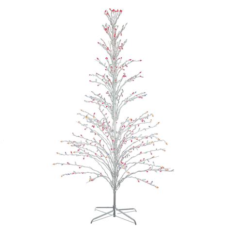 6 White Lighted Christmas Cascade Twig Tree Outdoor Decoration Multi