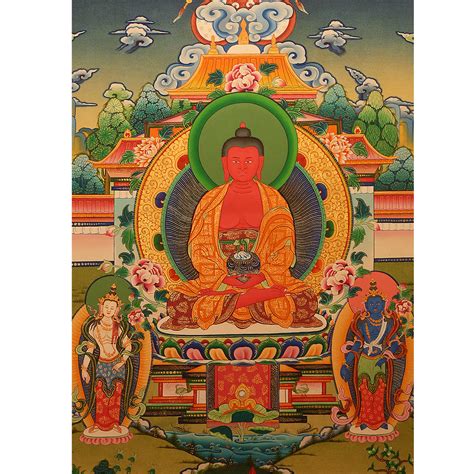 Amitabha Buddha Handmade Thangka Painting From Nepal Buddha