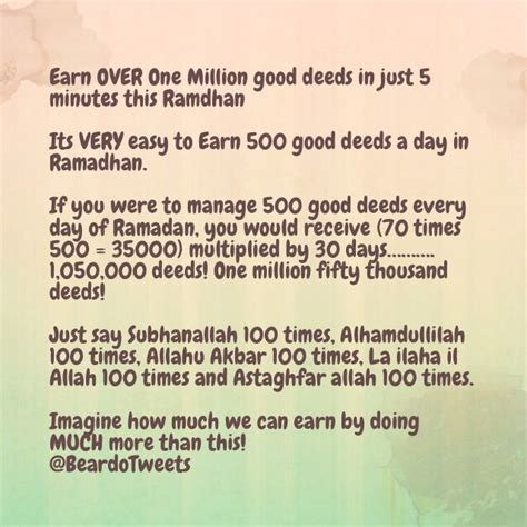 Earn Over One Million Good Deeds In Just 5 Minutes This Ramdhan Please