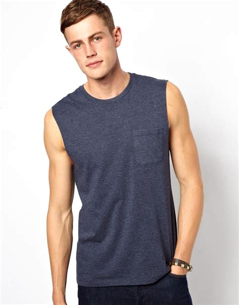 Asos Sleeveless T Shirt With Pocket In Blue For Men Lyst