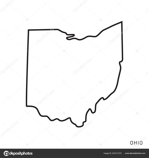 Ohio Map Vector Outline Design Template Editable Stroke Stock Vector
