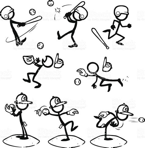 Stickfigure Baseball Softball Stickfigures Playing Baseball Or