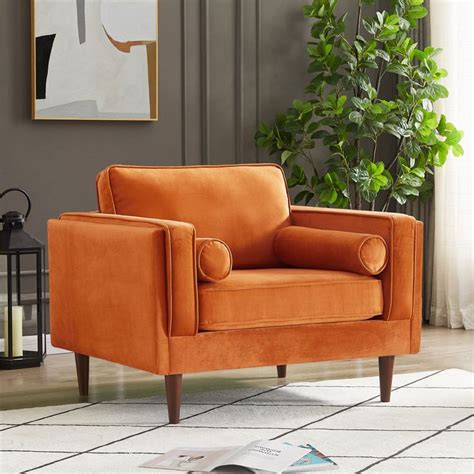 Fordham Lounge Chair Burnt Orange Velvet Arm Chairs Living Room