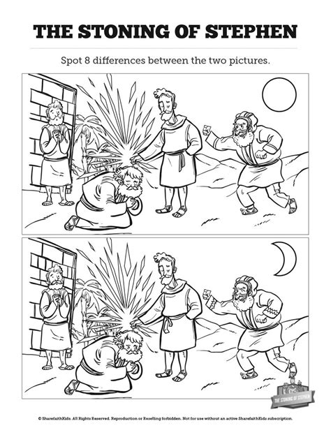 Acts 7 The Stoning Of Stephen Kids Spot The Difference Can Your Kids
