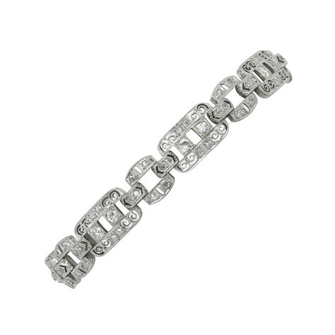 Beautiful Antique Edwardian Diamond Platinum Bracelet At 1stdibs