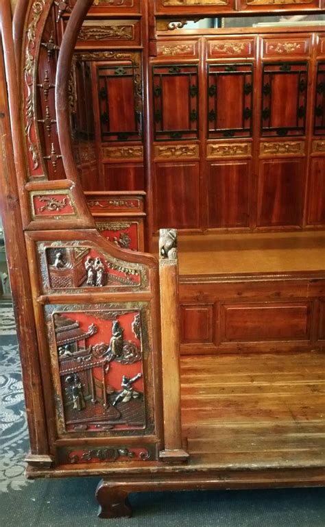 Antique Chinese Carved Canopy Bed With Alcove For Sale At 1stdibs