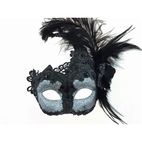 Black And Silver Glitter And Lace Masquerade Mask Screamers Costumes
