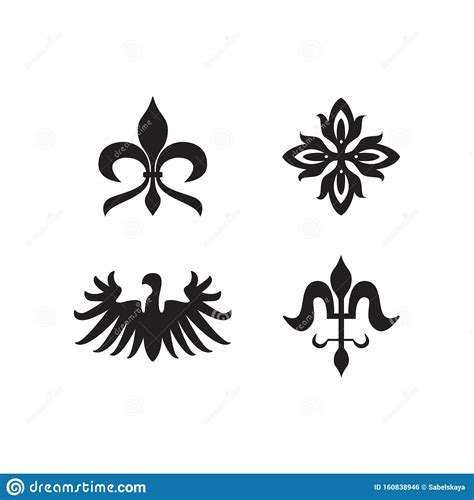 Heraldry Royal Symbols And Elements Black Icons Set Vector Illustration
