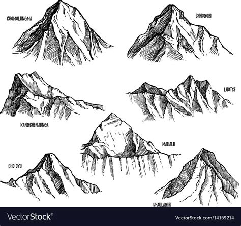 How To Draw Himalayan Mountains Step By Step At Drawing Tutorials