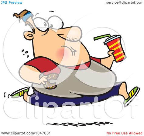 Royalty Free Rf Clip Art Illustration Of A Cartoon Fat Man Running