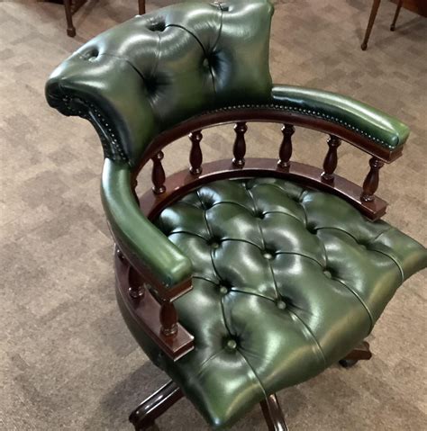 Green Leather Captains Chair Antique Chairs Hemswell Antique Centres