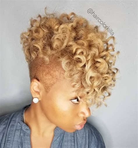 Curly Blonde Mohawk With Shaved Sides Braids With Shaved Sides Tapered Natural Hair Short