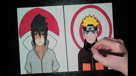 Speed Drawing Sasuke Uchiha And Naruto Uzumaki Youtube