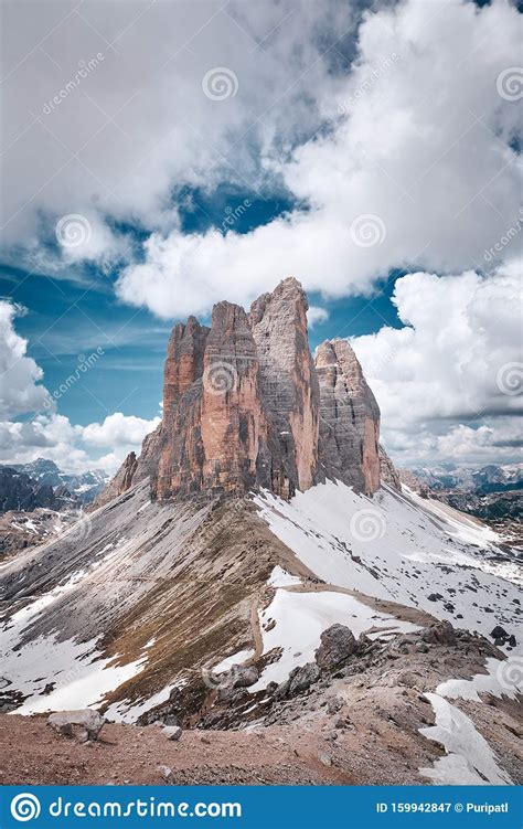 The Landscape Around Tre Cime Di Lavaredo Dolomites Italy Stock Image