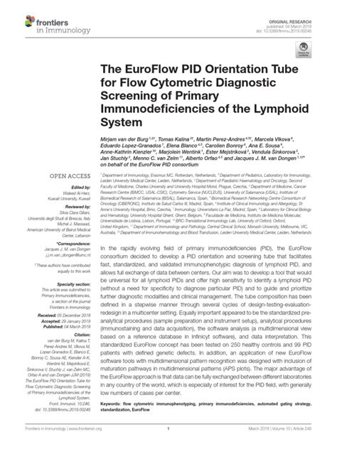 The Euroflow Pid Orientation Tube For Flow Cytometric Diagnostic