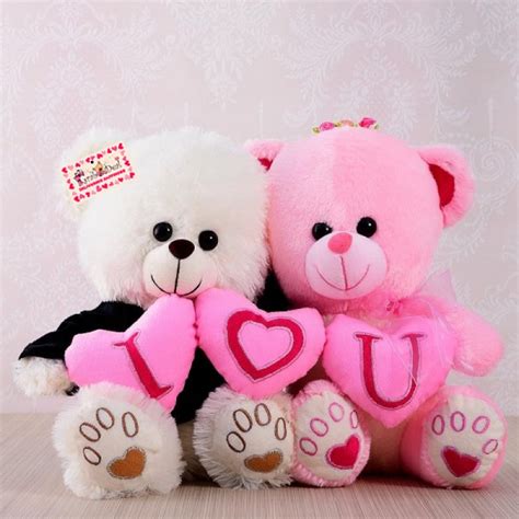 Cuddles Multicolour Romantic Teddy Bear Couple On Valentine Stuffed