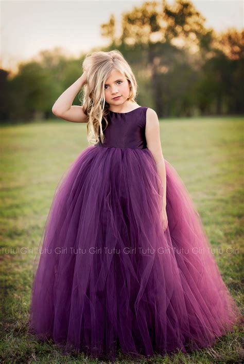 Purple Flower Girl Dress Plum Tutu Dress Eggplant Tulle Dress Etsy