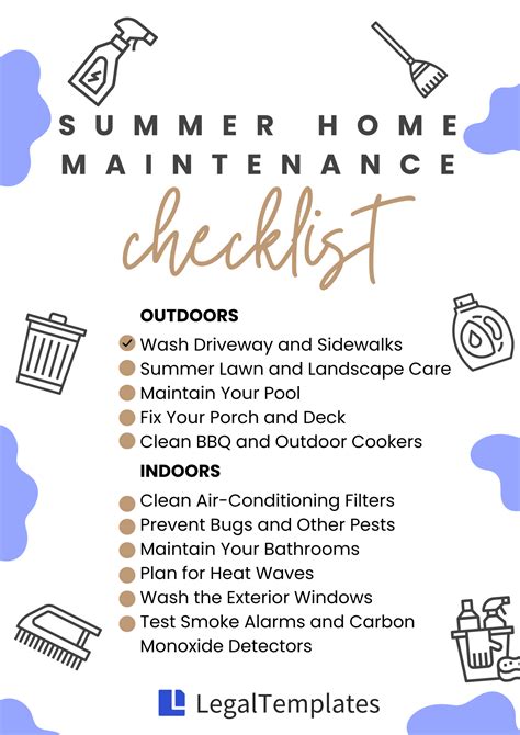 Summer Home Maintenance Checklist Legal Templates