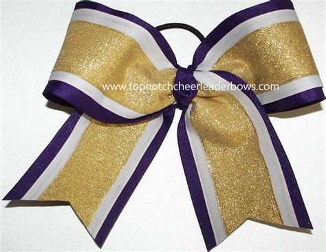 Sparkly Purple Cheer Bow Purple Gold Cheer Bow Glitter Purple Yellow