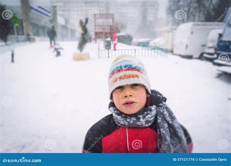 Child In Freezing Cold Weather Stock Photo Image Of Specific