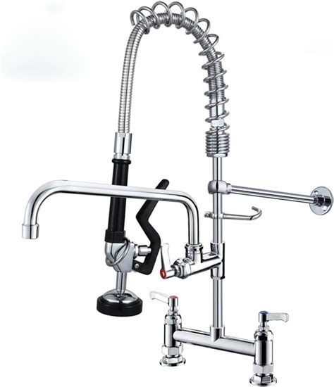 Commercial Pre Rinse Kitchen Sink Taps With Pull Down Sprayer 7 Inch