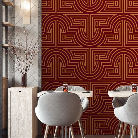 Red Oriental Style Wallpaper Custom Wallpapers By Wallvy Worldwide
