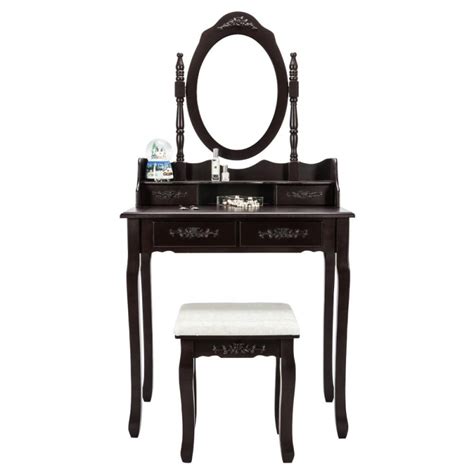 I wish we had room in my apartment for a vanity. Zimtown Vanity Set Dressing Table with Stool, Wood Makeup ...