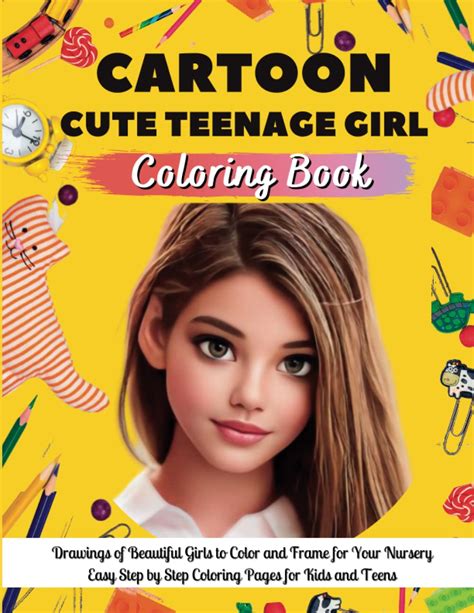 Buy Cartoon Cute Teenage Girl Coloring Book: Drawings of Beautiful