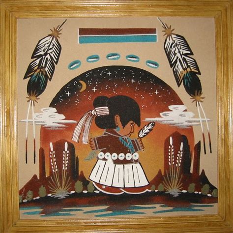 Watchman Sandpainting Little Navajo Girl By Wallace Watchman